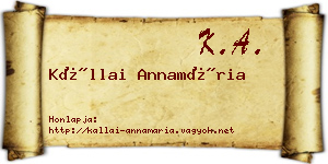 Kállai Annamária névjegykártya